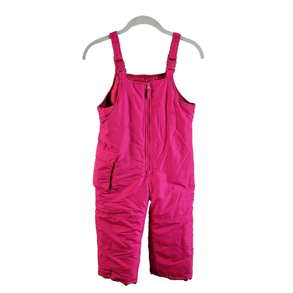 London Fog Ski Bib Overalls Pants Size Large 6X Pink Adjustable Straps Snowsuit - Picture 1 of 16
